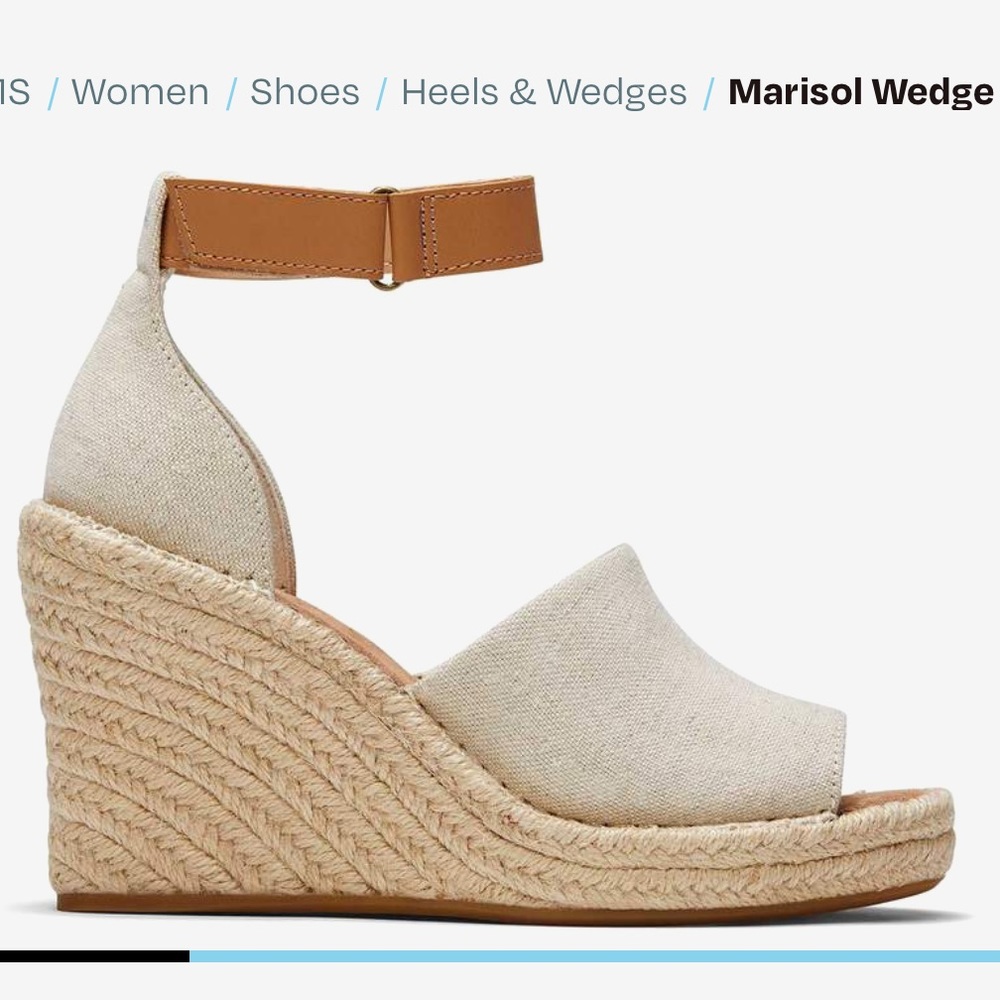 Toms Marisol Wedge in Cream and Tan
